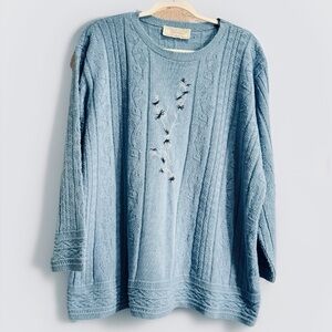 Vintage United States Sweaters Grandma Core Cotton Sweater Blue Sz 1X